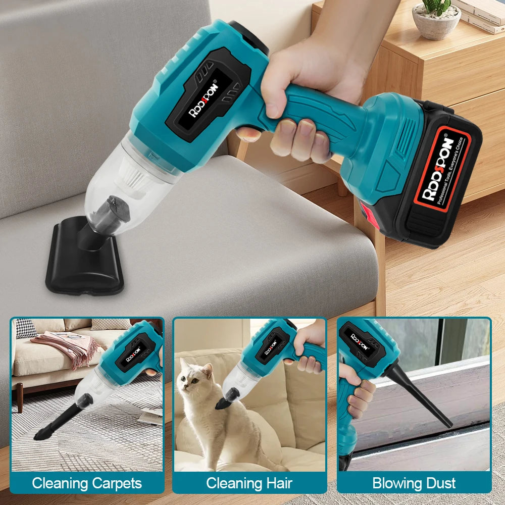 Cordless Car Vacuum Cleaner Rechargeable Auto Vacuum Cleaner Handheld Home Carpet Pets Hair Blowing Tools for Makita 18V Battery