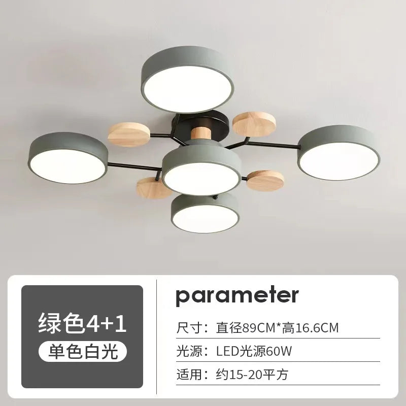 Retro Nordic Minimalist Four Head Six Head Restaurant Lighting Living Room Bedroom Lighting Room Ceiling Light Cross border