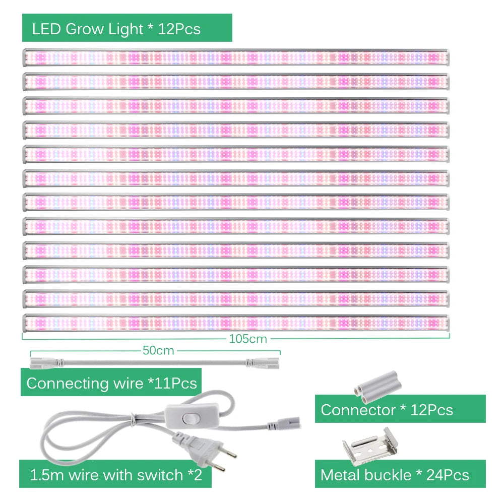 LED Grow Light Bar SMD2835 AC100-265V For Plants Fruit Trees Full Spectrum LED Grow Light For Veg Flowers