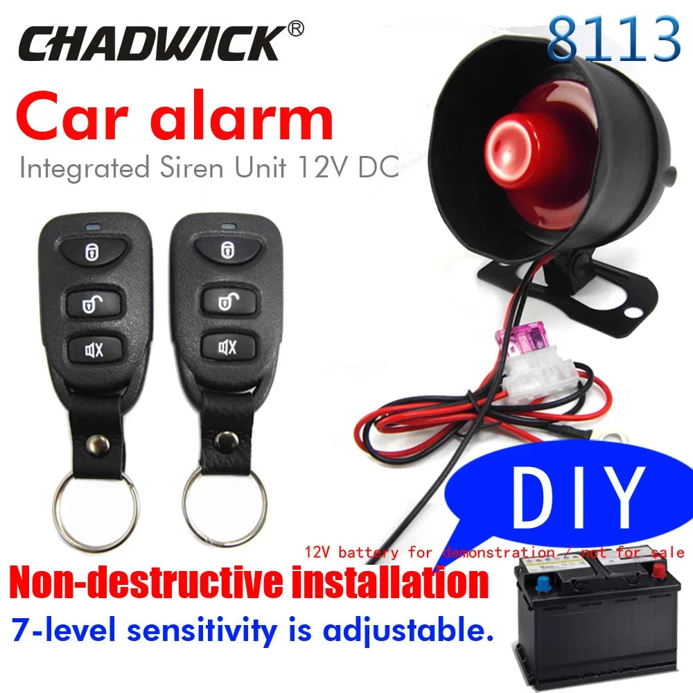Car Alarm System 12V One Way Vehicle Burglar Alarm Security Protection With 2 Remote Control Auto Burglar For Car Motorcycle