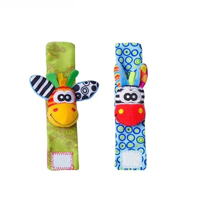 Baby Rattles Socks Toys 0 12 Months Newborn Infant Cartoon Plush Socks Wrist Strap Foot Finder and Wrist Rattles Toys for Babies