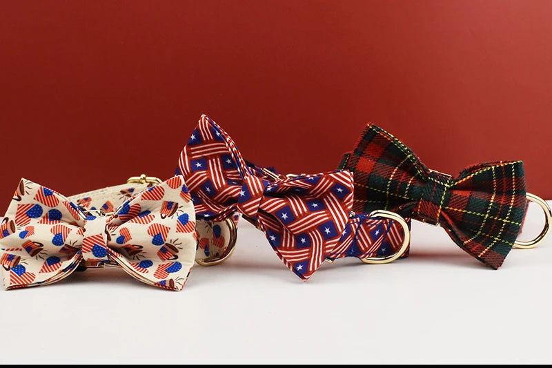 Luxury Personalized Dog Collar  Leash set custom，custom Logo detachable dog bow tie collar designer dog collar and leash set