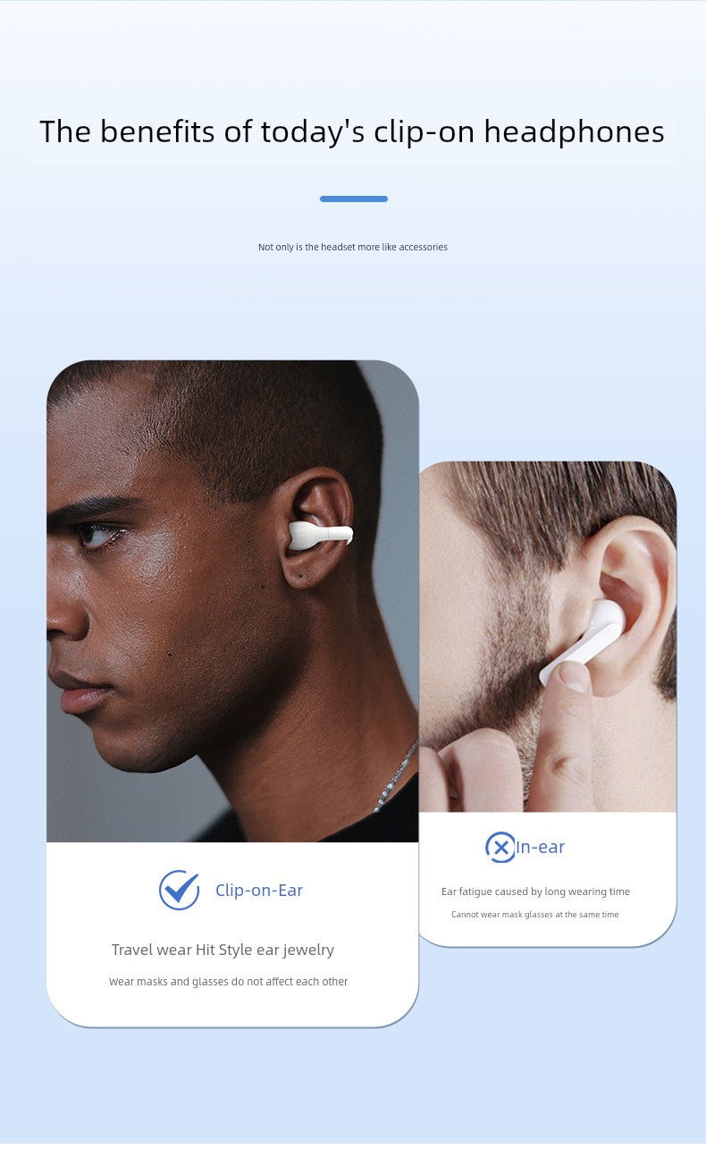 Non-Entry Ear Clip Bluetooth Headset Mini Running Painless Driving Rider Take-out Sports Single and Double Ear Hanging Long Standby