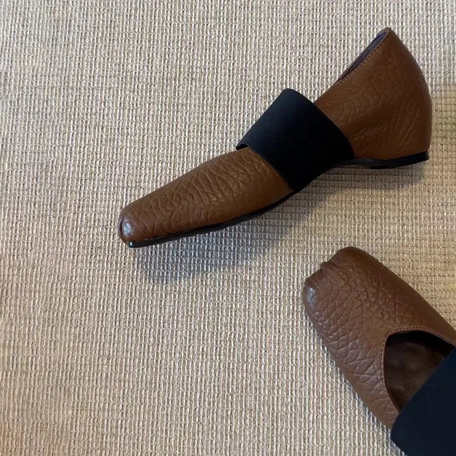 Luxury Shoes Women2026 New Leather Square Toe Elastic Band Mary Jane Women's Shallow Toe Flat Single Shoe Shoes for Women