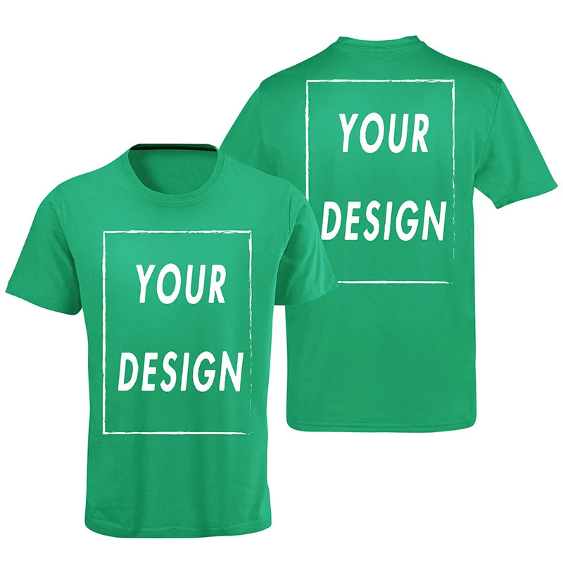 Men's customized T-shirt with their own logo, text, and photos printed on the front and back, customized high-end gifts, Europea