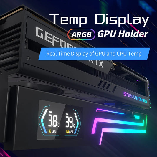 Power Train Z-X6 Graphics Card Bracket Temperature Display 5V 3PIN ARGB AURA SYNC Graphics Card VGA Holder Height Adjustable