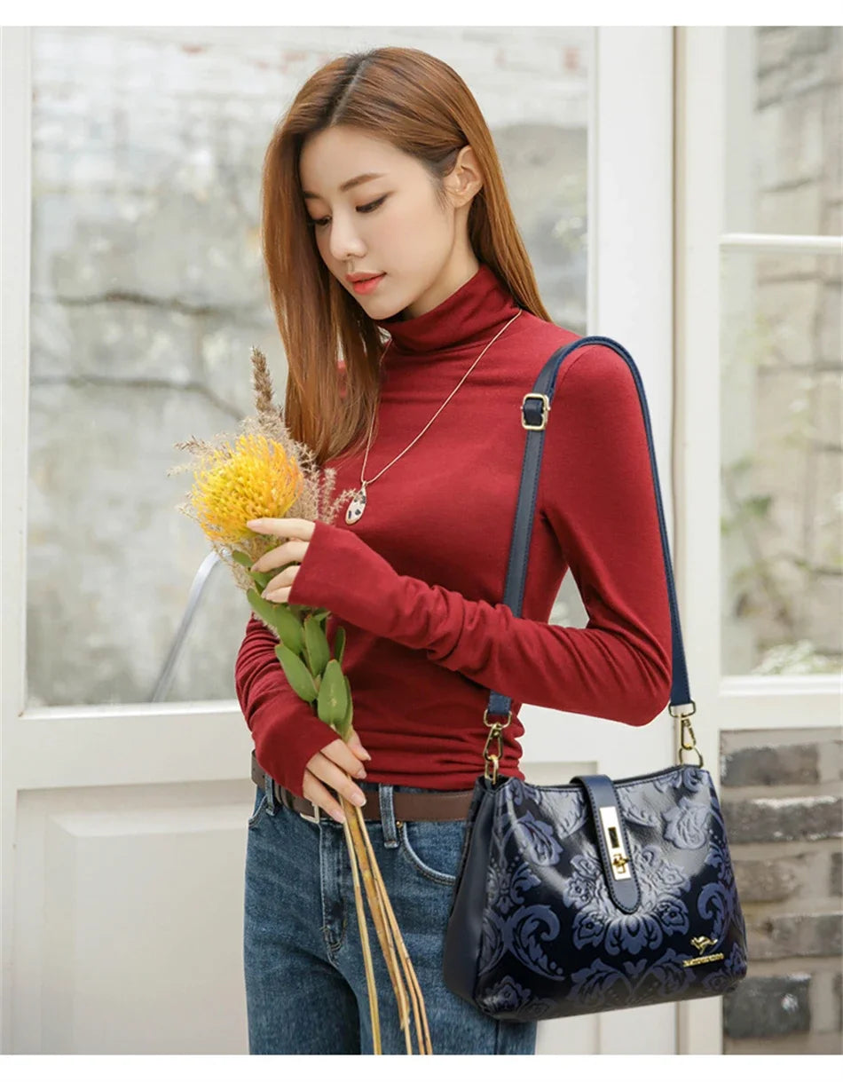 3 Layers Women 2024 Luxury Handbags Women Bags Designer Casual Shoulder Bags High Quality Leather Crossbody Bags for Female