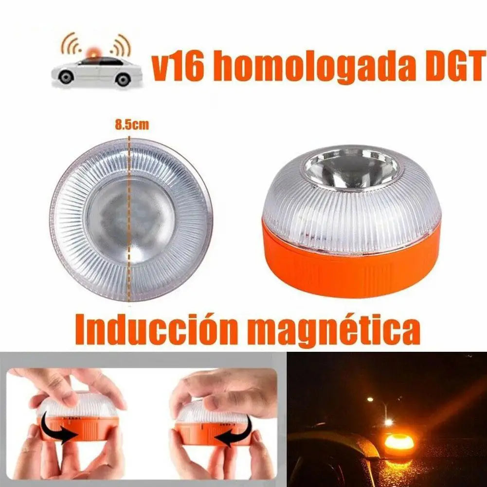 Boxed Spanish V16 Car Warning Light LED White Rechargeable Flashing Traffic Yellow Light Light Flash Battery Charging Emerg P9I5