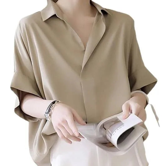 Women Summer Tops Tees Sexy Vintage Blouse Chiffon Ruched Short Sleeve Shirt Ruffles T Shirts Loose Casual Tees