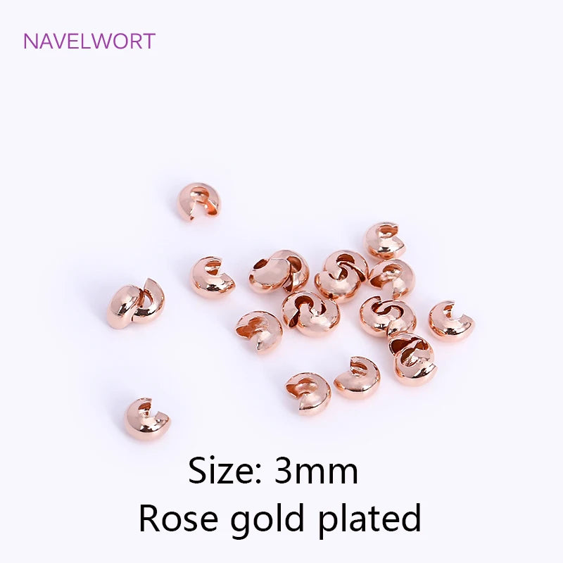 18K Gold Plated Brass Stripe Crimp End Beads Stopper Open Crimp Beads Covers DIY Handmade Crafts Accessories For Jewelry