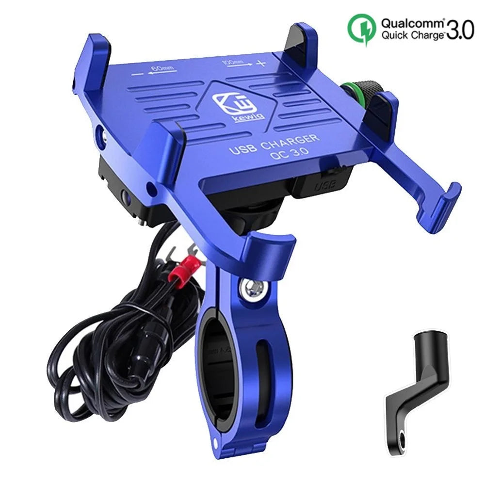 Whole Aluminium 12-24V Motorcycle Phone Holder USB Charger QC3.0 Fast Charging Mount Bicycle Handlebar Bracket for iPhone Huawei