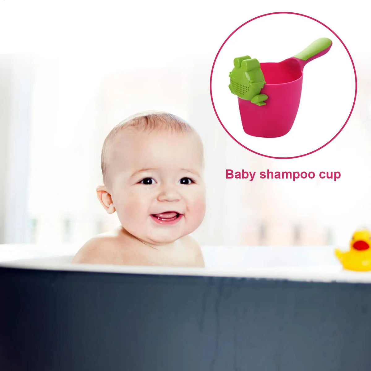 Baby Kids Bath Pail Body Washing Shower Rinser Shower Cup with Bear Design for Rinsing Hair and Protecting Infant Eyes