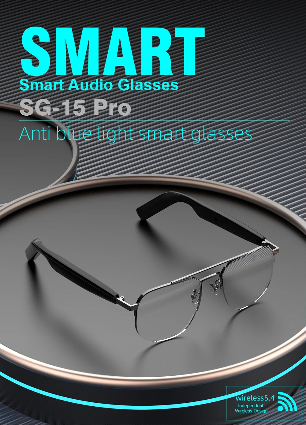 SG-15 Portable Outdoor Glasses Smart Music Sunglasses Earphones Wireless Bluetooth Headphone Hands-free Call Glasses For Driving