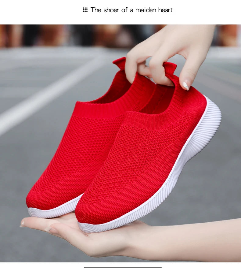 2024 Spring Women Shoes Knitting Sock Sneakers Women Flat Shoes Casual Breathable Sneakers Flats Walking Shoes for Women