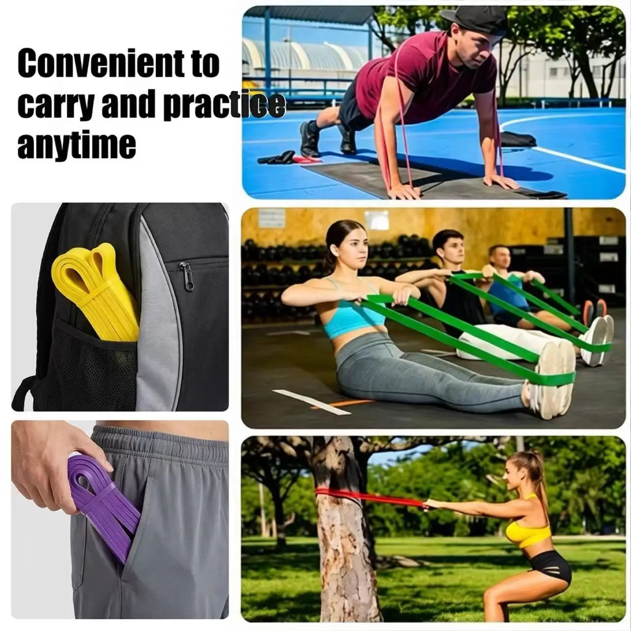 TPE Resistance Bands 6 Levels Different Strength Elastic Exercise Bands for Pull Up Assist, Yoga, Pilates, Physical Therapy, Bod