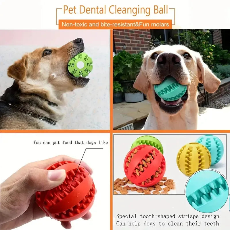 Pet Food Treat Feeder Dog Ball Nontoxic Bite Resistant Interactive Chew Toy Teeth Cleaning Ball Indoor Outdoor Cat Playing Toy