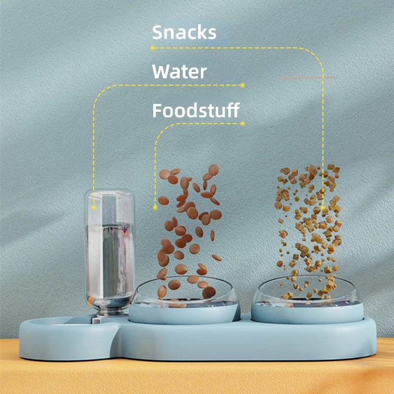 New Pet Automatic Feeders Three Bowl Pet Water Dispenser Feeders Large-diameter Dog Basin Cat Bowls Pet Automatic Feeders