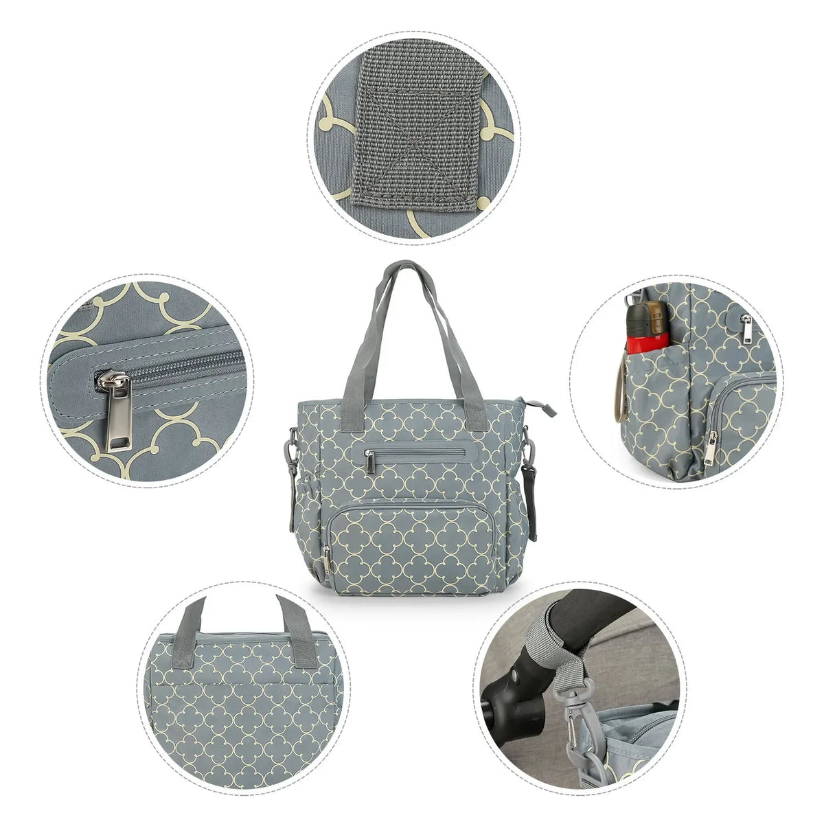 Women Shoulder Bag Travel 7 Pcs/Set Baby Diaper Bags Go Out Large Capacity Newborn Nappy  Bag with Changing Pad Multi-functional