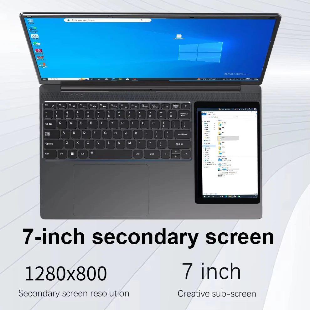 GLF-Y2 Dual Screen Laptop Intel N100 Max 15.6 Inch IPS+7'' Touch 32G DDR4 M.2 2T SSD Slim Business Computer Gen Office Notebook