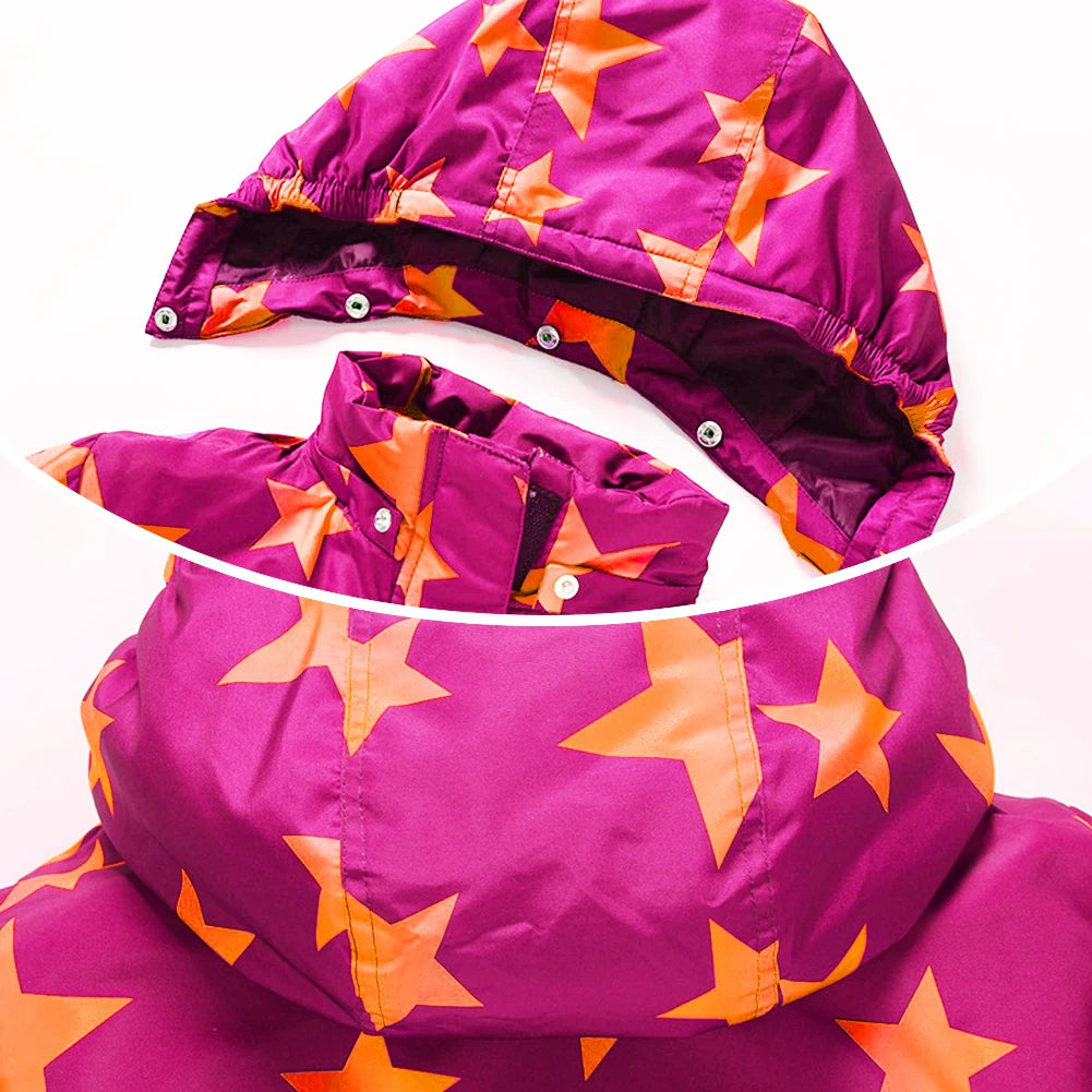 Children's Warm Snowboarding Wear,Winter Boys Girls Jumpsuit,Kids Ski Suits,One-piece Hooded Waterproof Windproof Outdoor -20℃