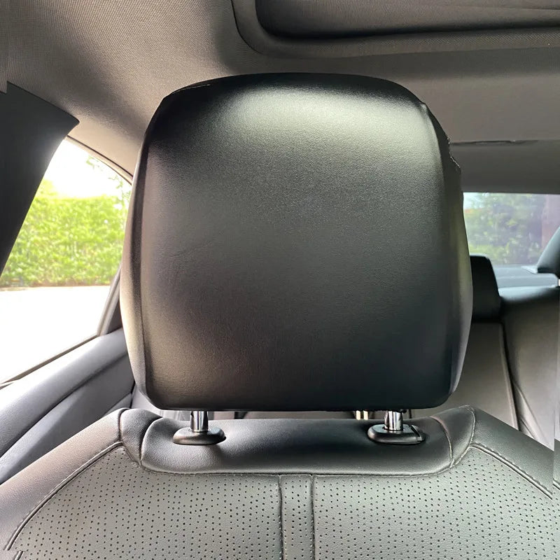 Waterproof PU Leather Car Headrest Cover Universal Elastic Auto Pillowcase Front Seat Headrests Dust Cover Car Truck Accessories