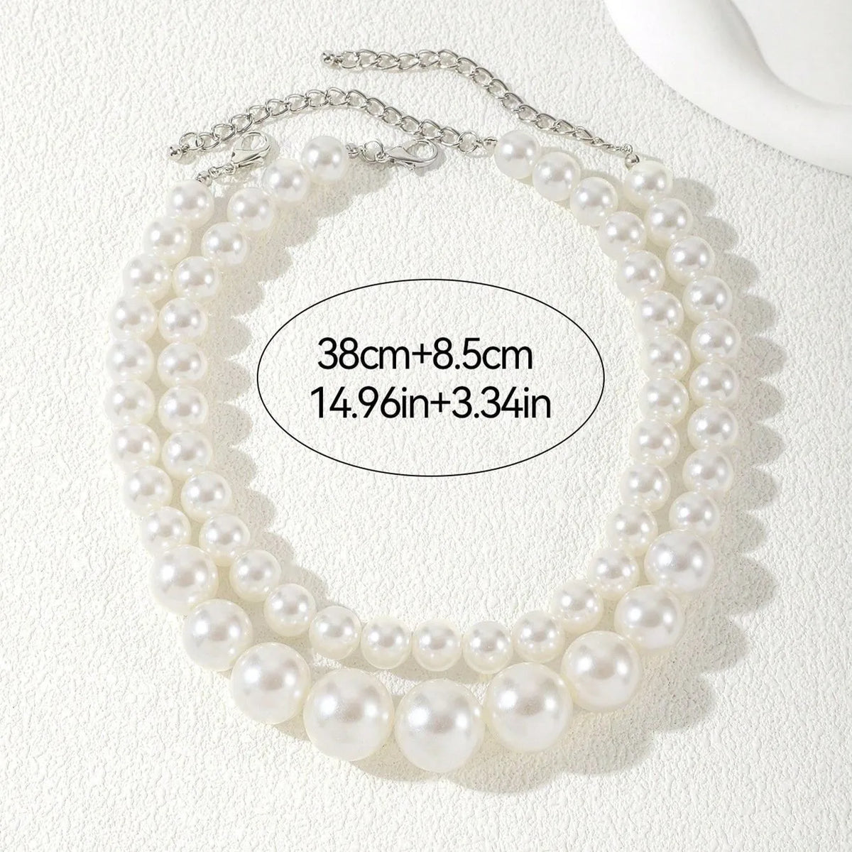 2 Pcs Set Exaggerated Big Imitation Pearl Clavicle Chain Necklace for Women Wedding Bridal Jewelry