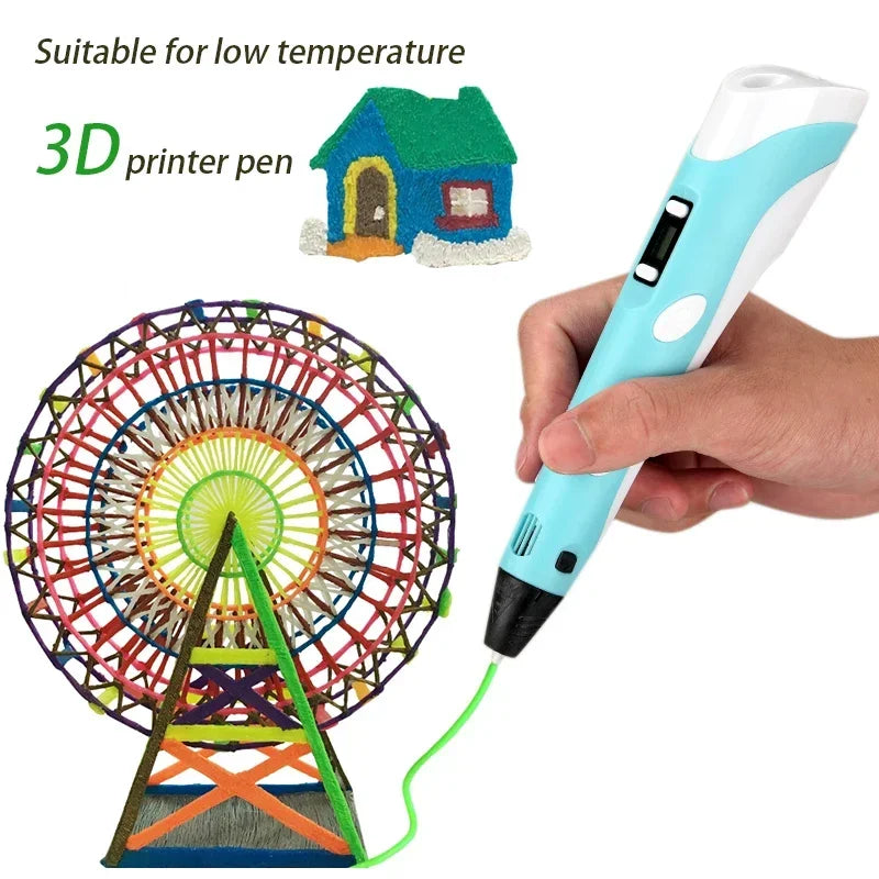3D Pen LED Screen DIY 3D Printing Pen 50M PLA Filament Creative Toy Gift For Kids Design Drawing 3D Printer Pen Drawing Stift