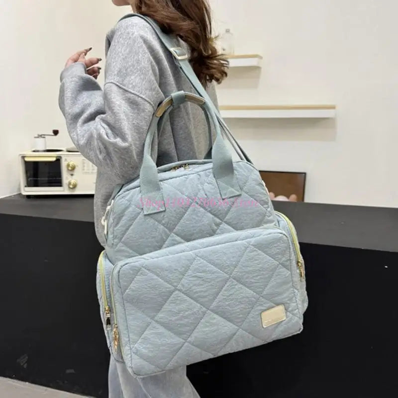 R6FD Diaper Bag Splashproof Wear Resistant Bag Handbag Large Capacity Mom Bag Travel Bag for Women Shoulder Bags Backpack