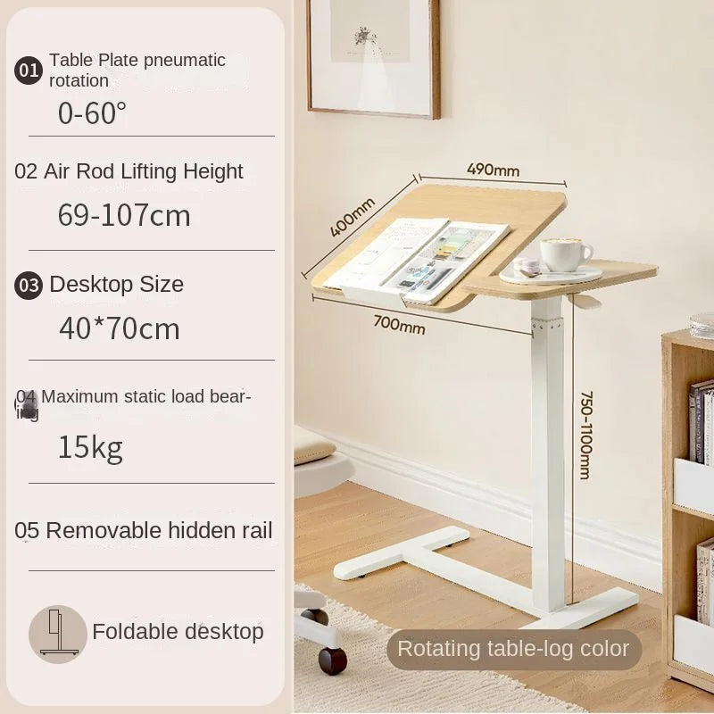 Folding bedside table pneumatic lift table mobile study table computer table office desk lazy dining table