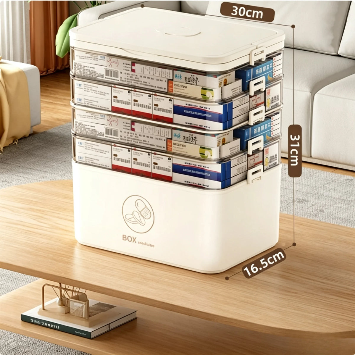 1pc 3-Tier Family Emergency Medicine Storage Box, Leak Resistant Compact Home Medicine Organizer