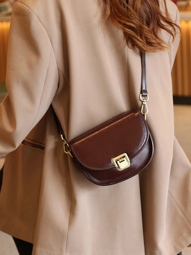 2023 New Style Real Leather Women's Bag Vegetable Tanned Genuine Cow Leather Single Shoulder Messenger Bag Lady Popular Purse