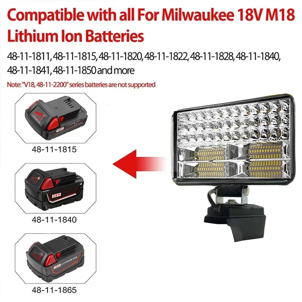 Led Light For Milwaukee 18V Battery 8In Portable Spotlights Cordless Outdoor Work Fishing Handheld Emergency Tool Working Light