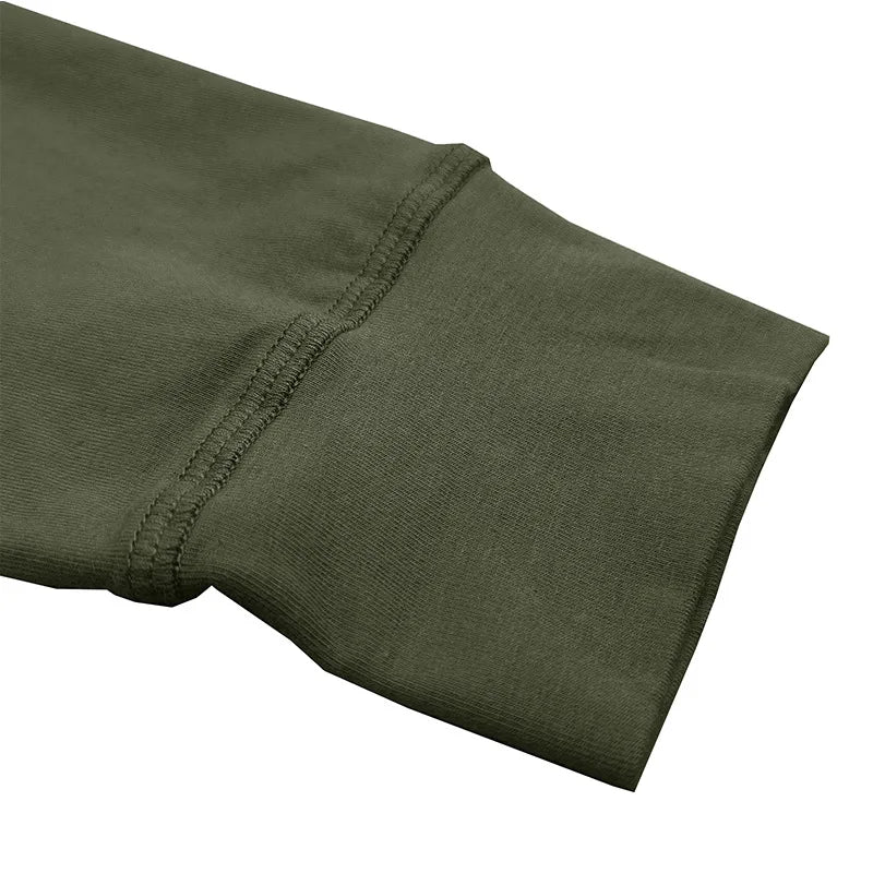 SHiONFA Spring Men's Long Sleeved T-shirt Casual Soft Cotton Base Shirt Placket Front Button Solid Color Pullover