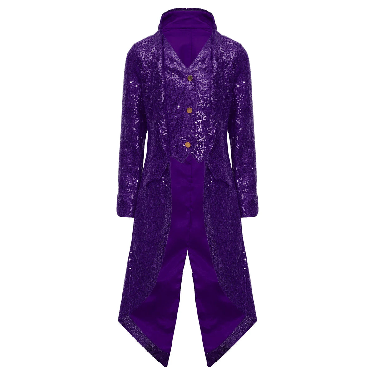Kids Boys Halloween Medieval Renaissance Costume Sparkly Sequins Victorian Tailcoat Jacket Frock Coat Long Sleeve Gothic Tuxedo