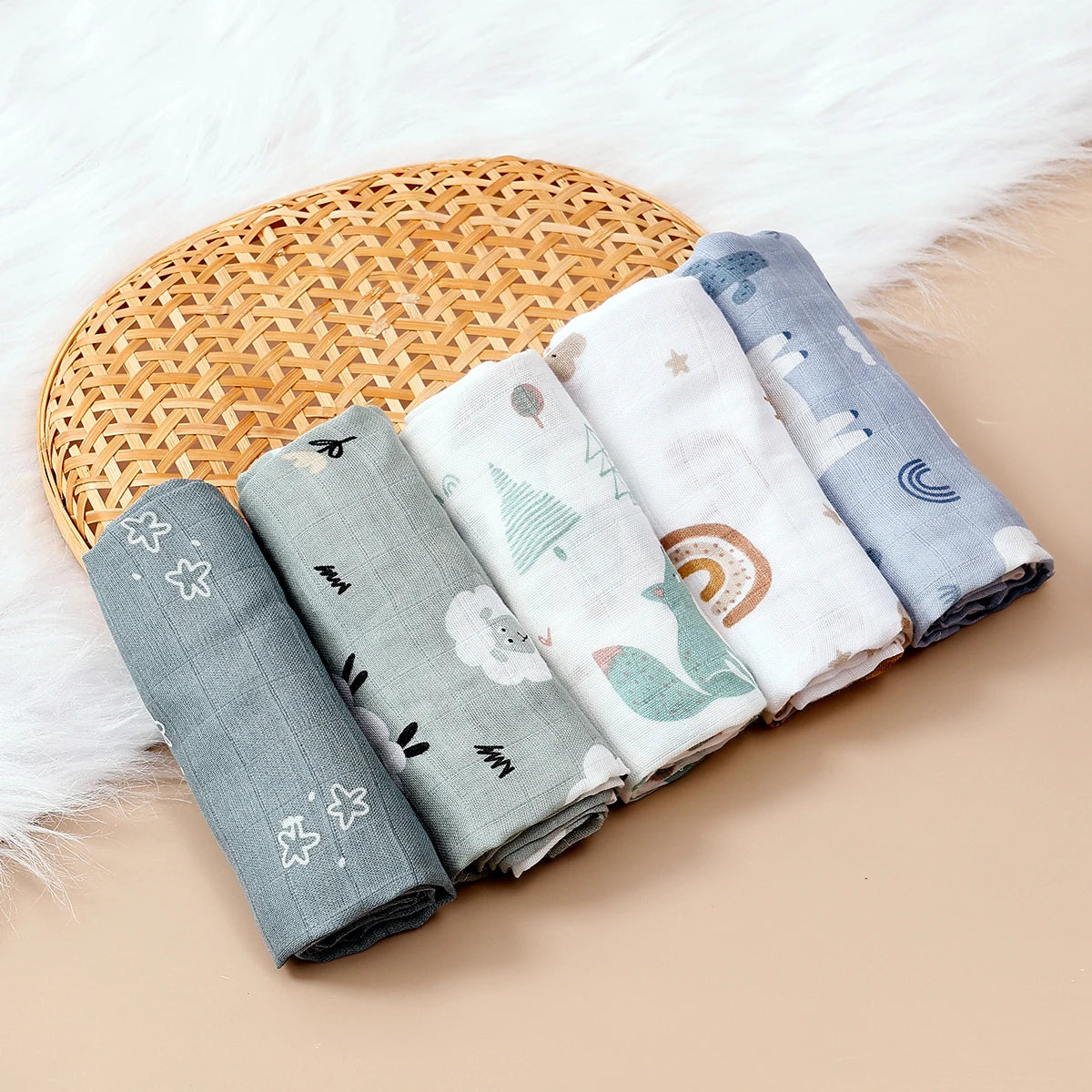 5Pcs/set 60*60cm Super Soft Bamboo Cotton Muslin Blankets Infant Boy/Girl Multi-Use Feeding Burp Cloth Towel Baby Burp Cloth Set