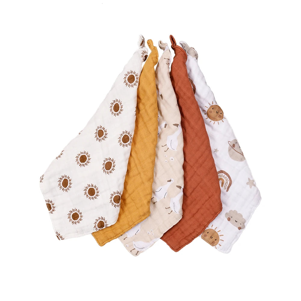 Kangobaby #My Soft Life# 5pcs Pack Bamboo Cotton Breathable Baby Muslin Towel Newborn Burp Cloth