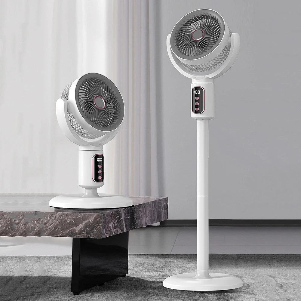 Oscillating Floor Fan,Intelligent Digital Air Circulation Vertical Fan With Remote Control,Adjustable Height And Speed Settings