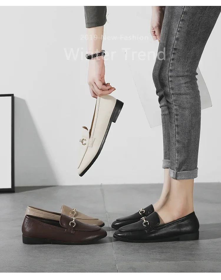 Womens Shoes Flats Loafers Ladies Leather Brand Sneakers Women Designer Flat Ladies Shoes Woman Luxury Female Shoes for Women