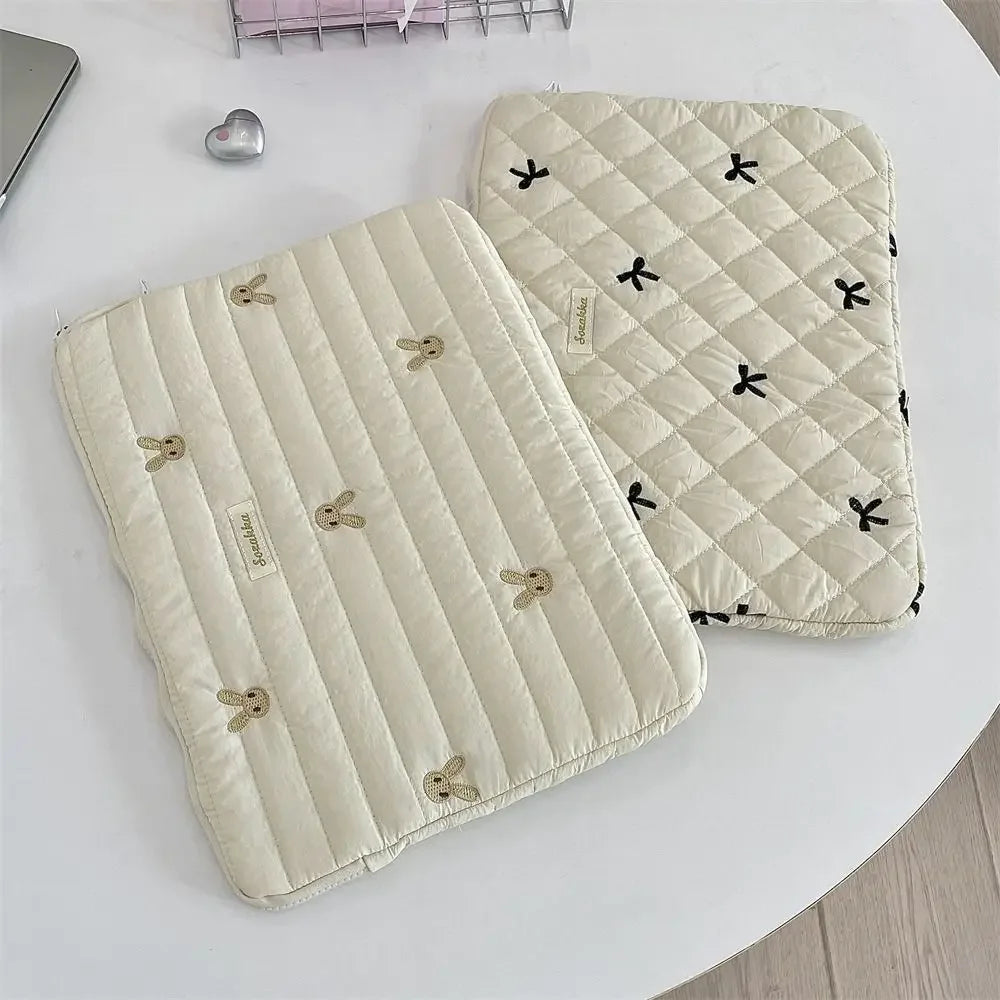 Universal Rabbit Laptop Sleeve Case 11/13/15 inch Broken Flowers Laptop Bag Bowknot Shockproof Tablet Protective Pouch