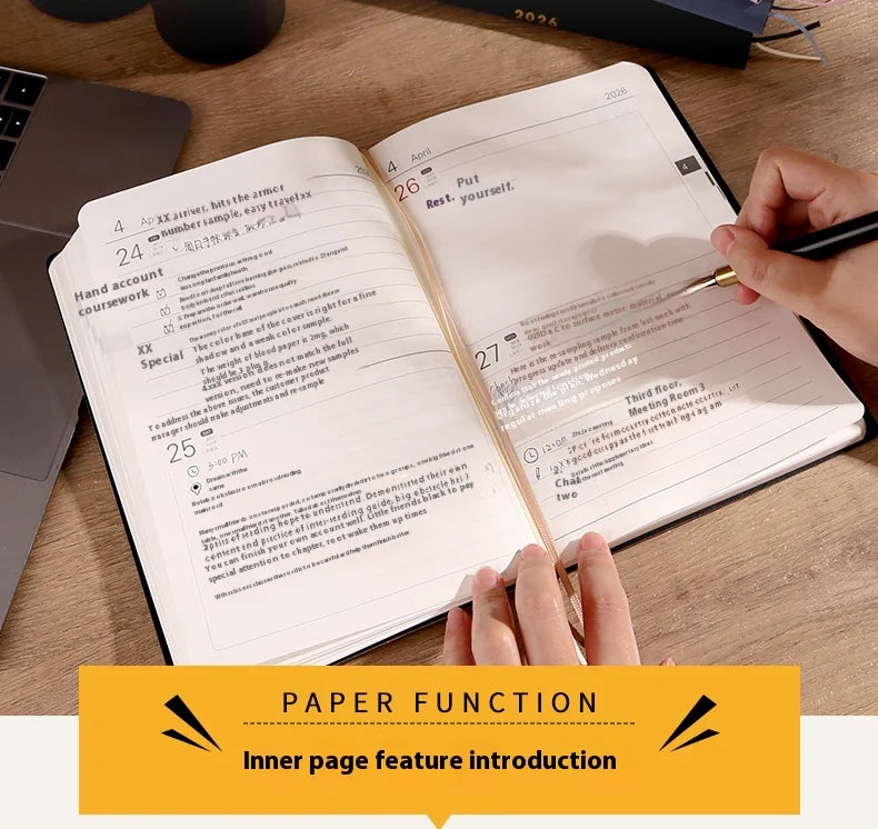 Kinbor 2026 A5 Efficient Planner Notebook,2 Days per Page with Habit Tracker,To-Do Lists&Time Management for Workplace, College