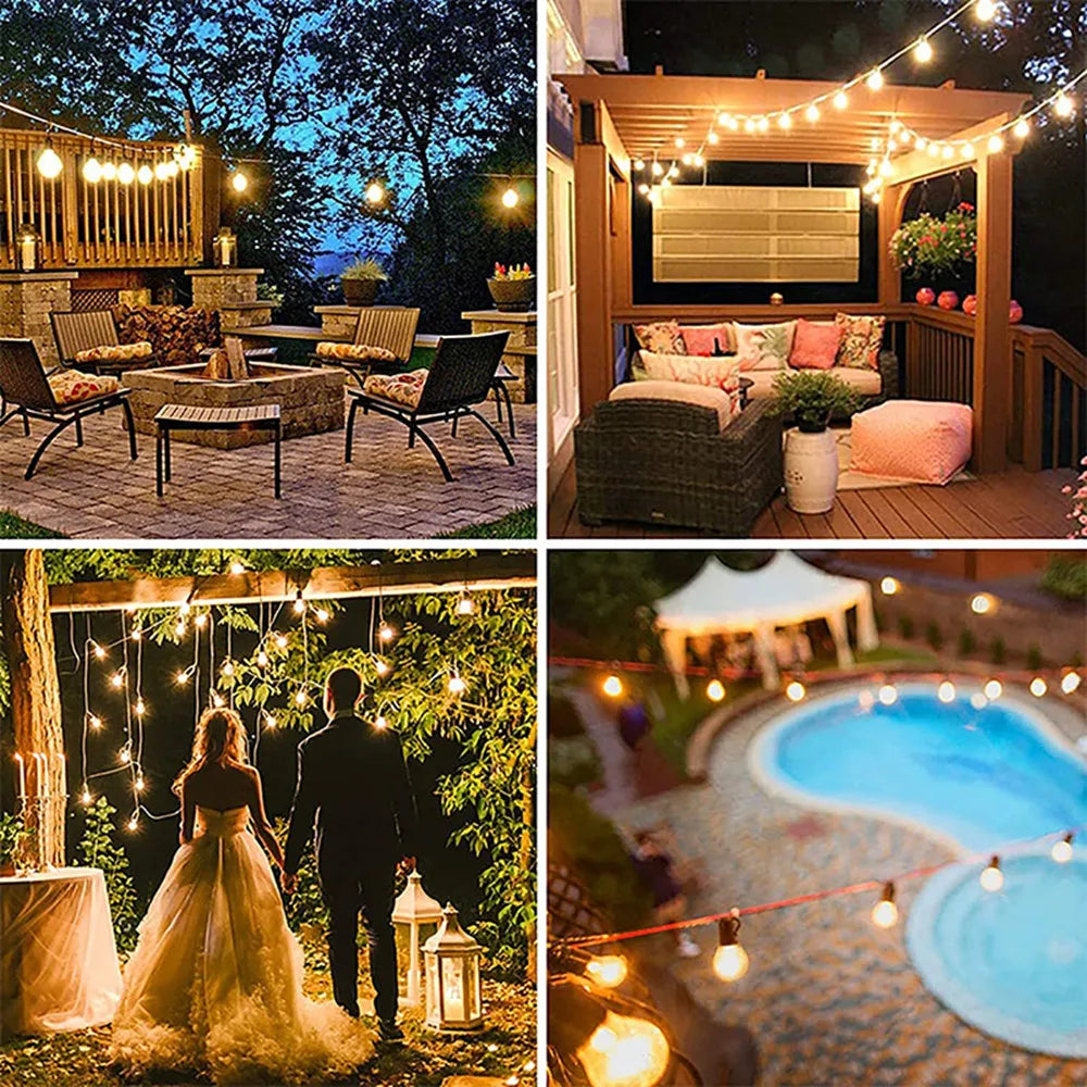 Solar String Lights, Globe Outdoor String Lights with LED Shatterproof Bulbs, Shatterproof Patio Lights for Outdoor Porch Garden