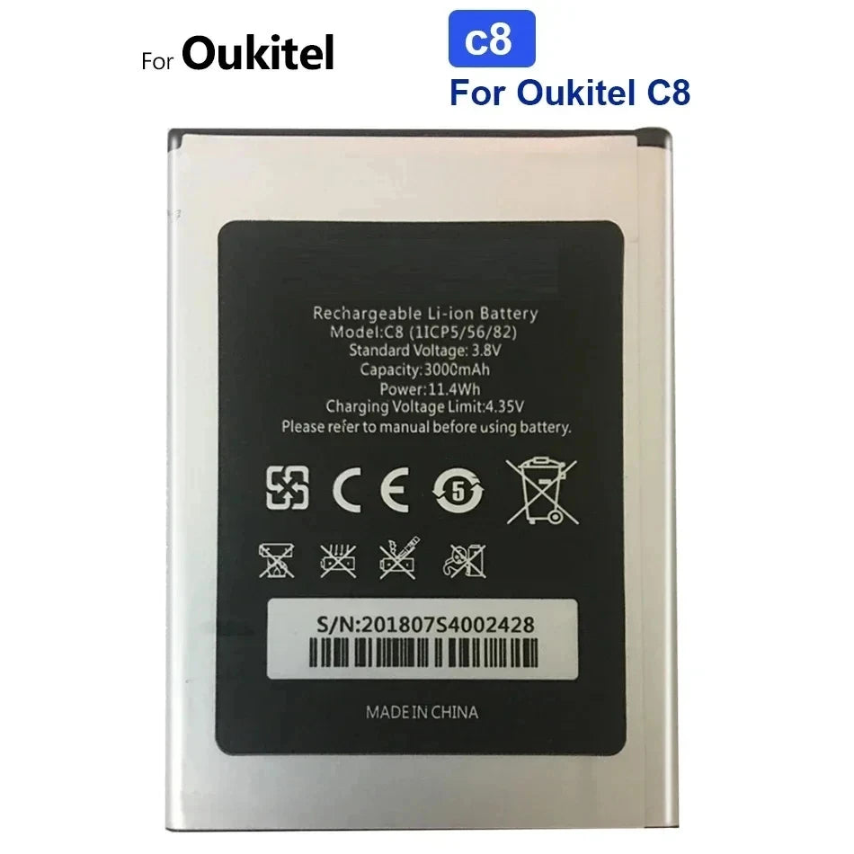 Battery for Oukitel U25 U20 U16 U15 U11 U7(pro Plus MAX) U22 U18 U10 C21 C18 C17 C15 C12 C11 C5 S70 Pro C25 C10 C8 C4 C2 S80 S77