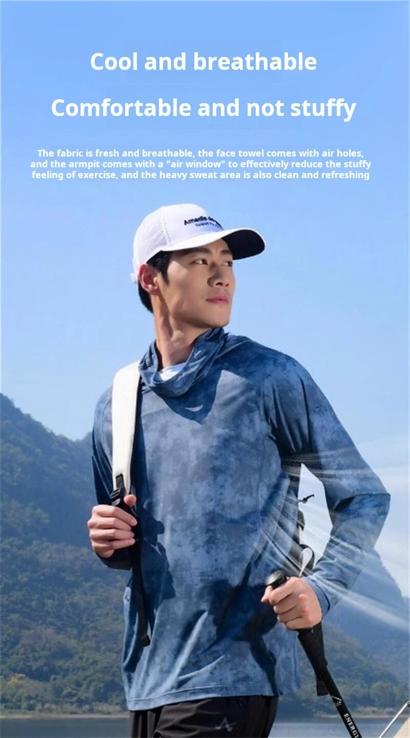Summer men's camouflage sunscreen clothes fishing clothes lightweight and breathable quick drying clothes outdoor Road Clothing