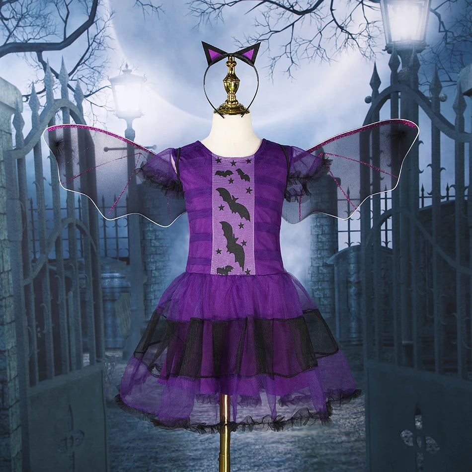 Halloween Costume For Kids Halloween Fantasy Vampire Costumes Girls Short Tutu Dress Kids Carnival Outfit Gothic Dark Clothes