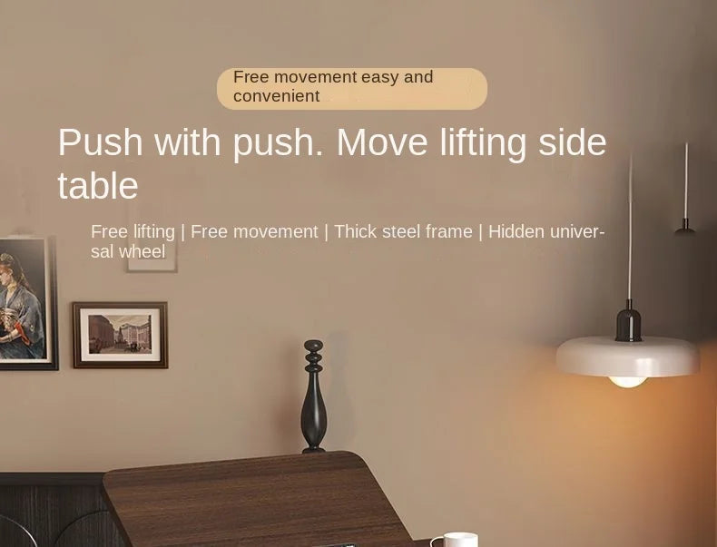 Folding bedside table pneumatic lift table mobile study table computer table office desk lazy dining table