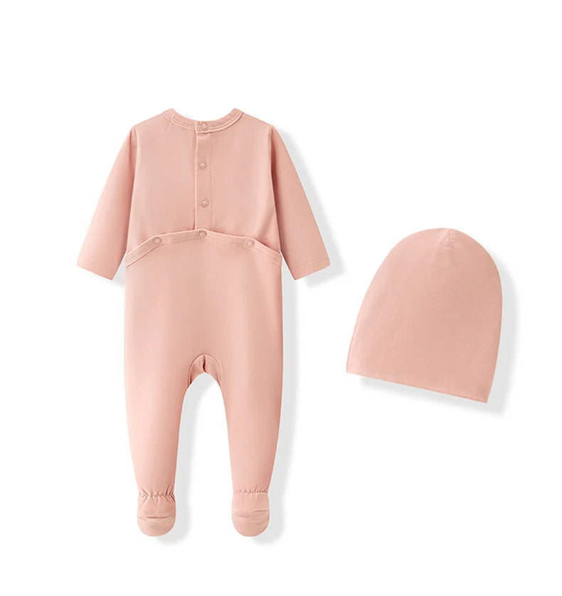 Ali Layette AW26 Baby Footed Romper Matching Hat Girl Boy Cotton Pajama Sets
