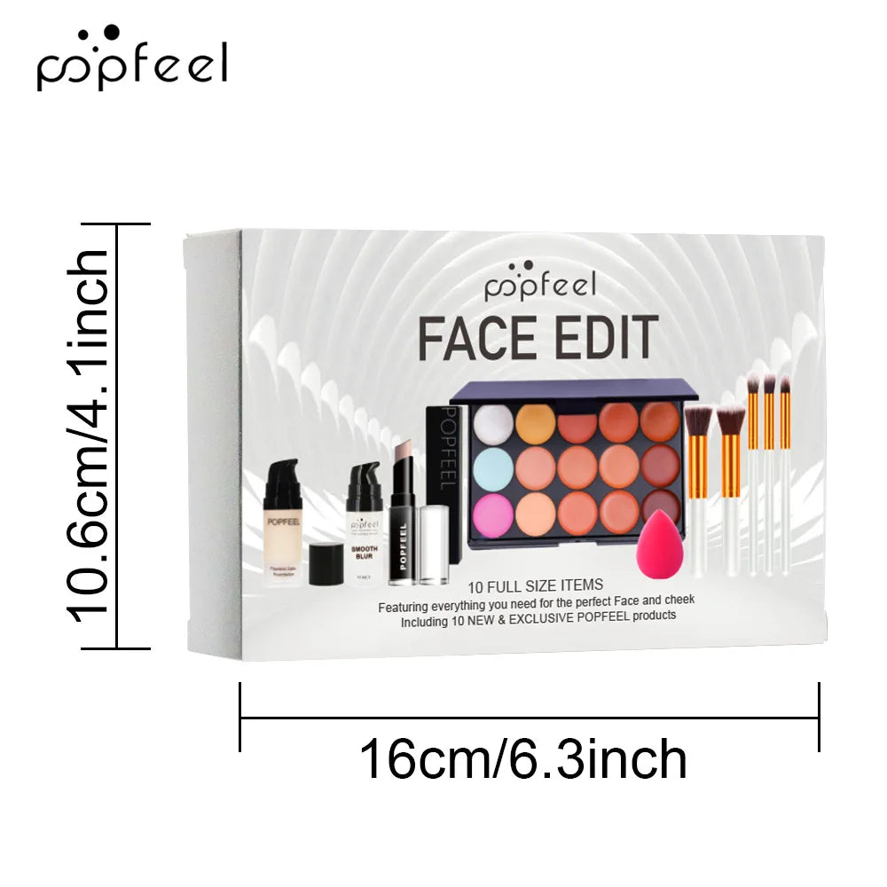 Essential Eye Makeup Set for Beginners Matte&Shimmer Eyeshadow Palette, Mascara, Eyebrow Pencil, Lip Eyeliner,Brush Tool Set Box