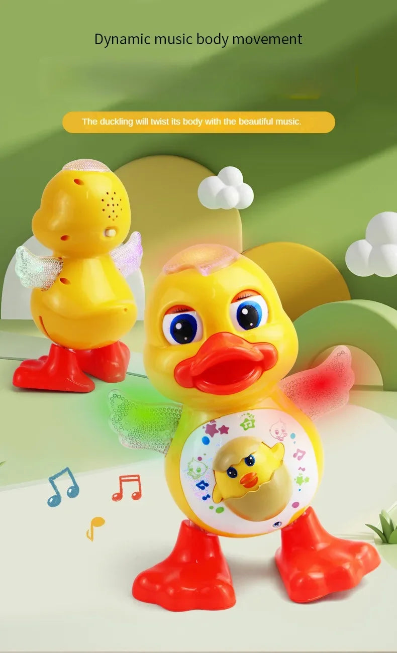 Electric Dancing Duck Funny Blink Eyes Flashing Light Shake The Body Cute Musical Cartoon Animal Educational Toy Children Gift