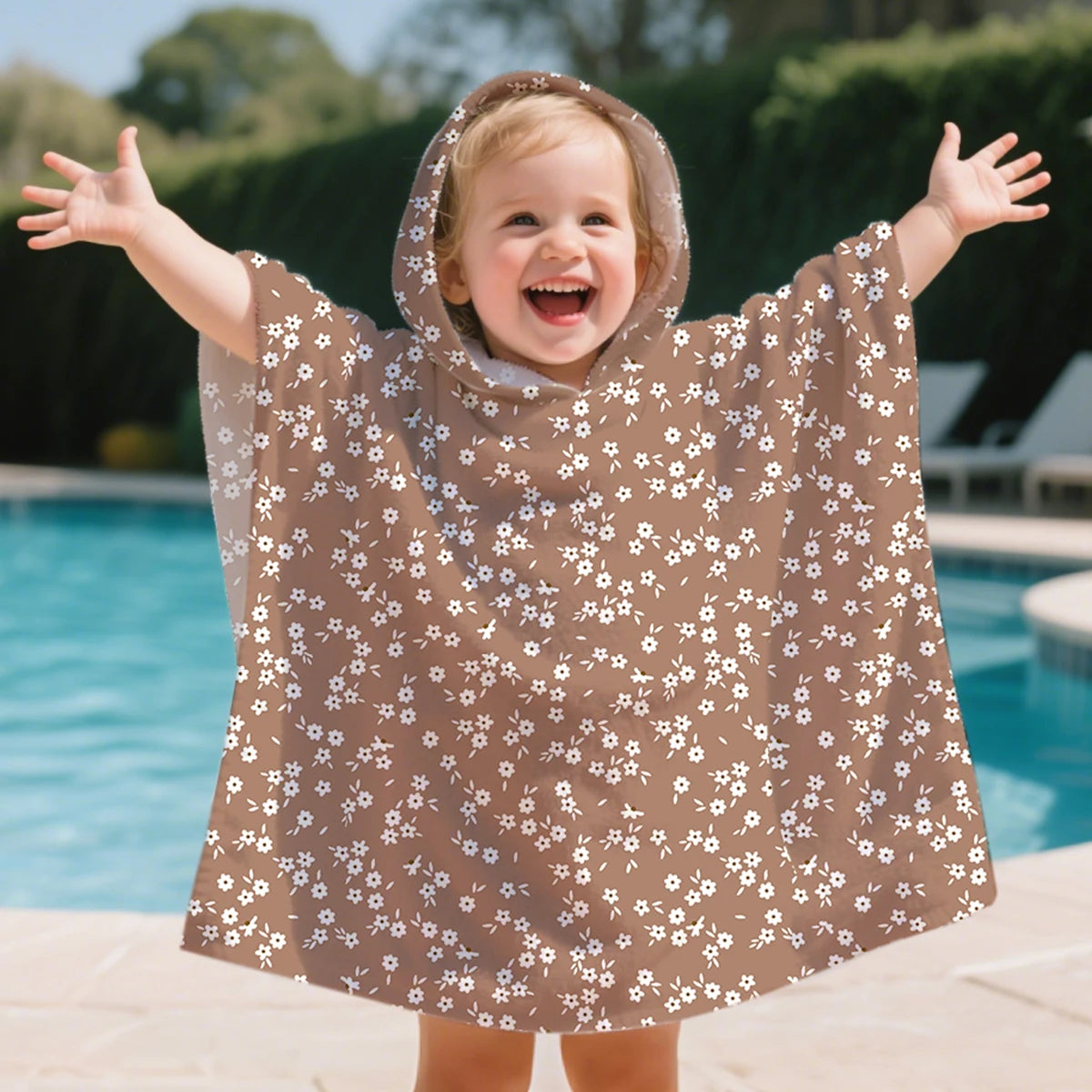 Kangobaby Hooded Bathrobe, Children's Soft Plush Warm Printed Bathrobe Pajamas, Suitable for Children Aged 1-5 Years Old