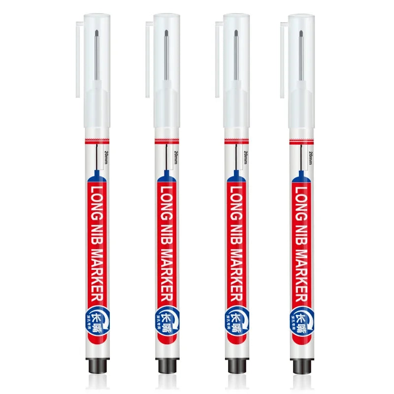 4Pcs/Set 20mm Deep Hole Long Nib Head Markers For Metal Perforating Pen Waterproof Bathroom Woodworking Decoration Multi-Purpose